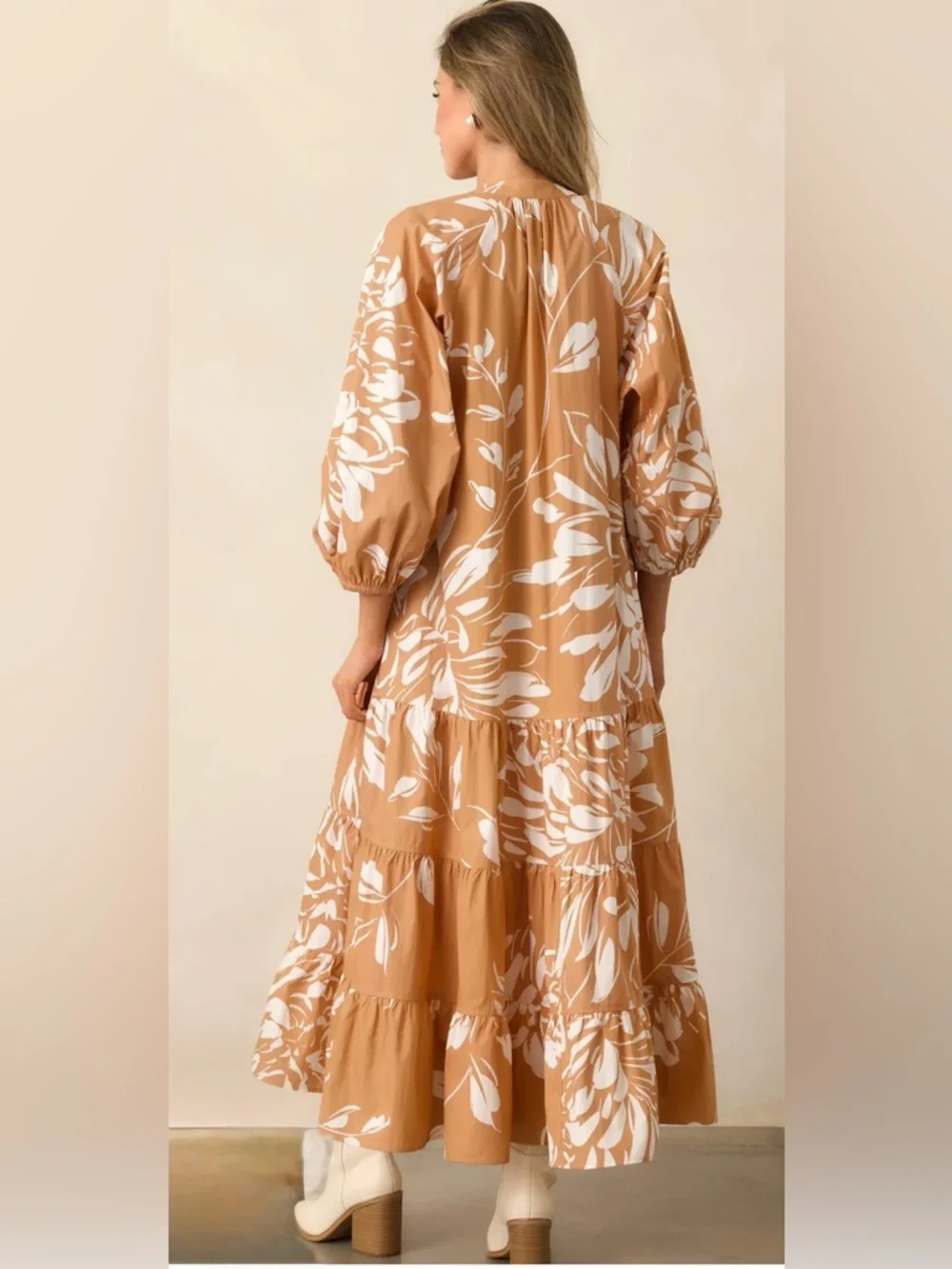 Prosperina Adelaide Fawn Brown Multi Floral Maxi Dress Sz L - Picture 3 of 10